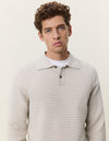 Check Structure Knitted LS Polo