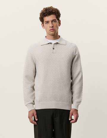 Check Structure Knitted LS Polo